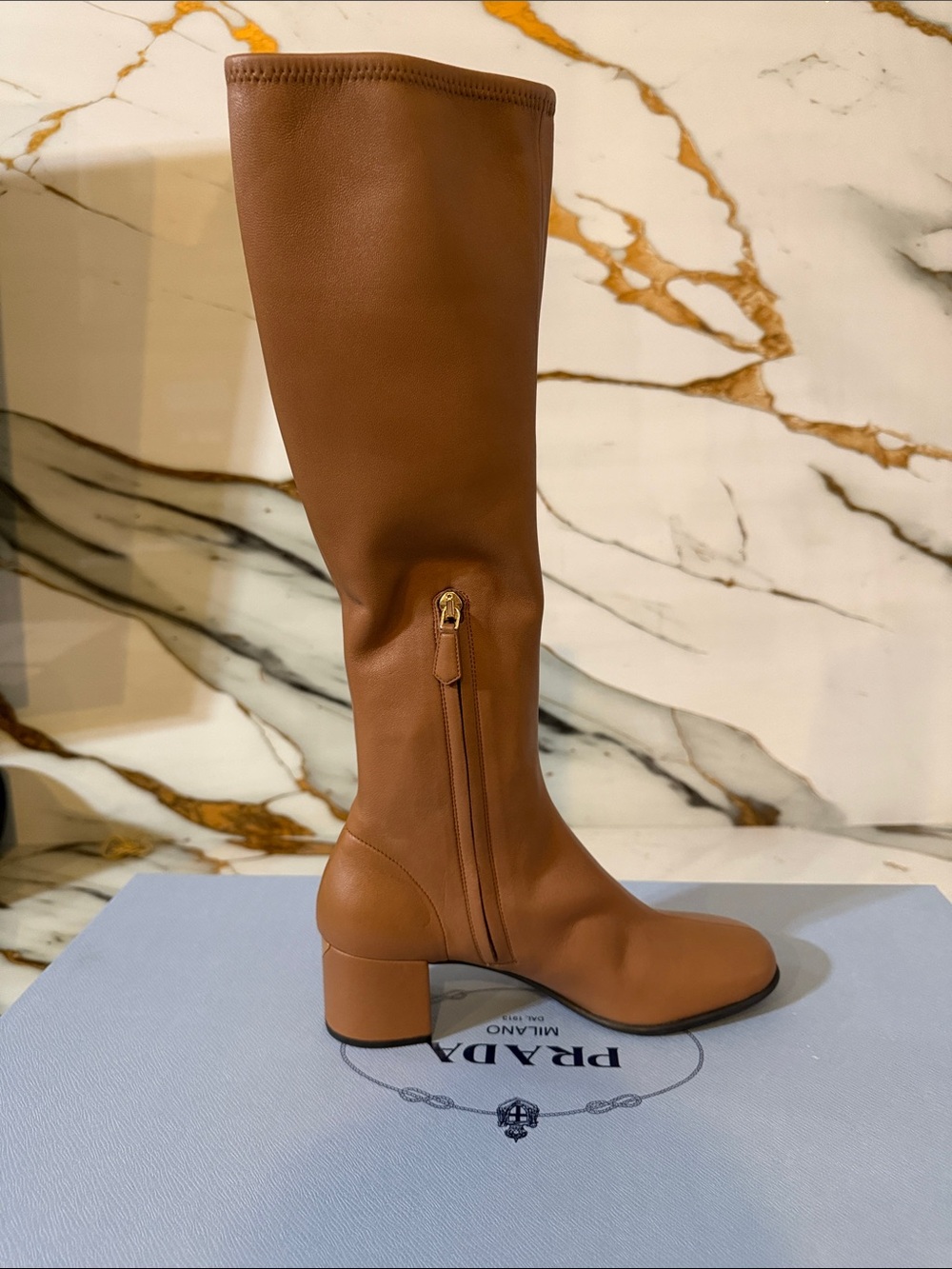 PRADA CALZATURE DONNA CARAMEL NAPPA LEATHER SOZE EU 36.5 - Picture 8 of 15